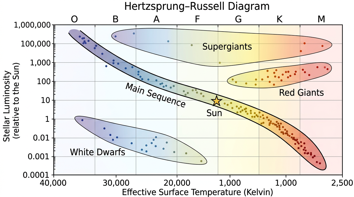 Nano Banana 2 sample for astro-hr-diagram
