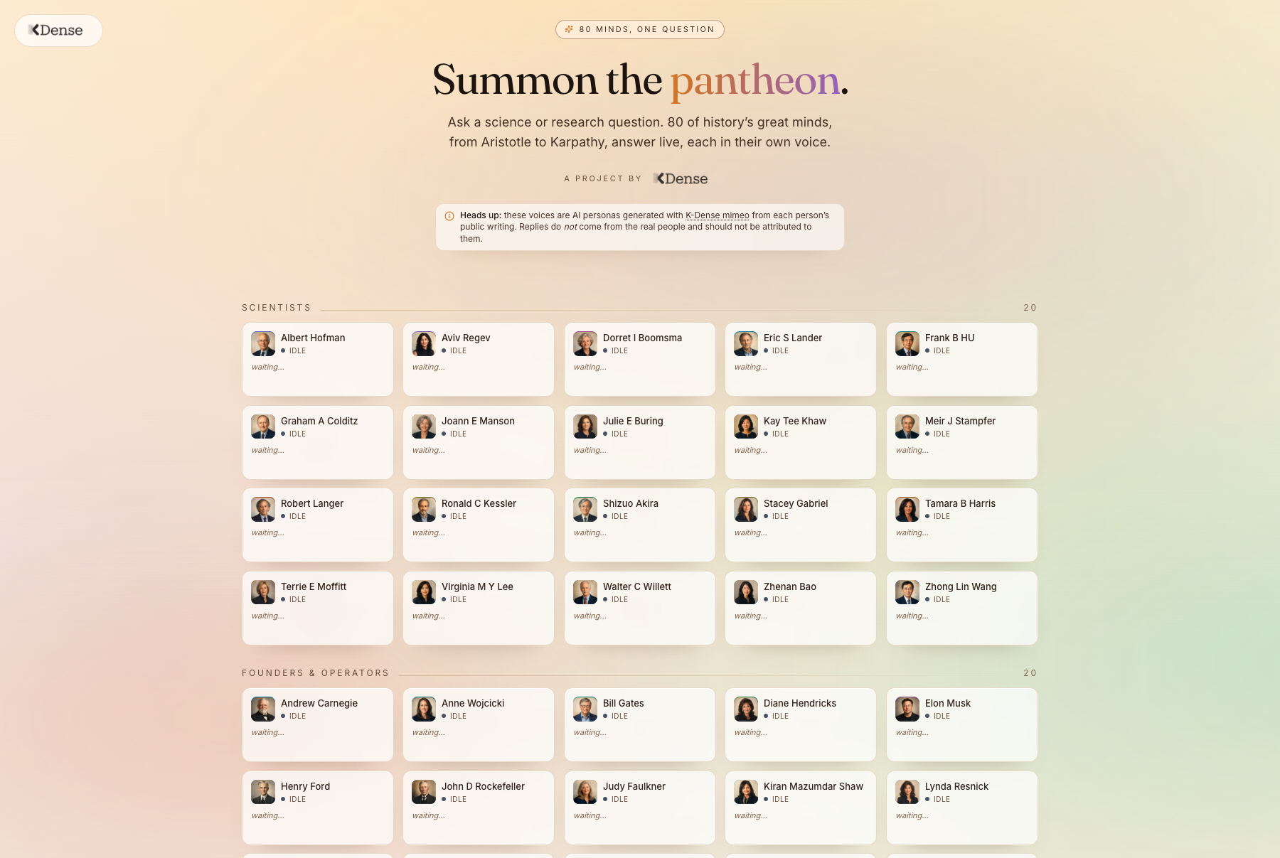 Pantheon interface showing the 80 voice panel