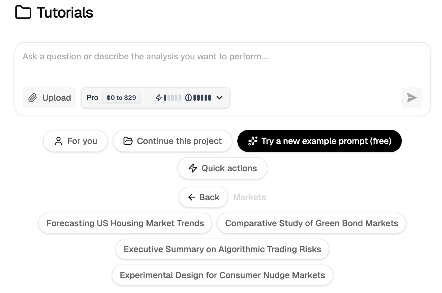 Quick start prompts example